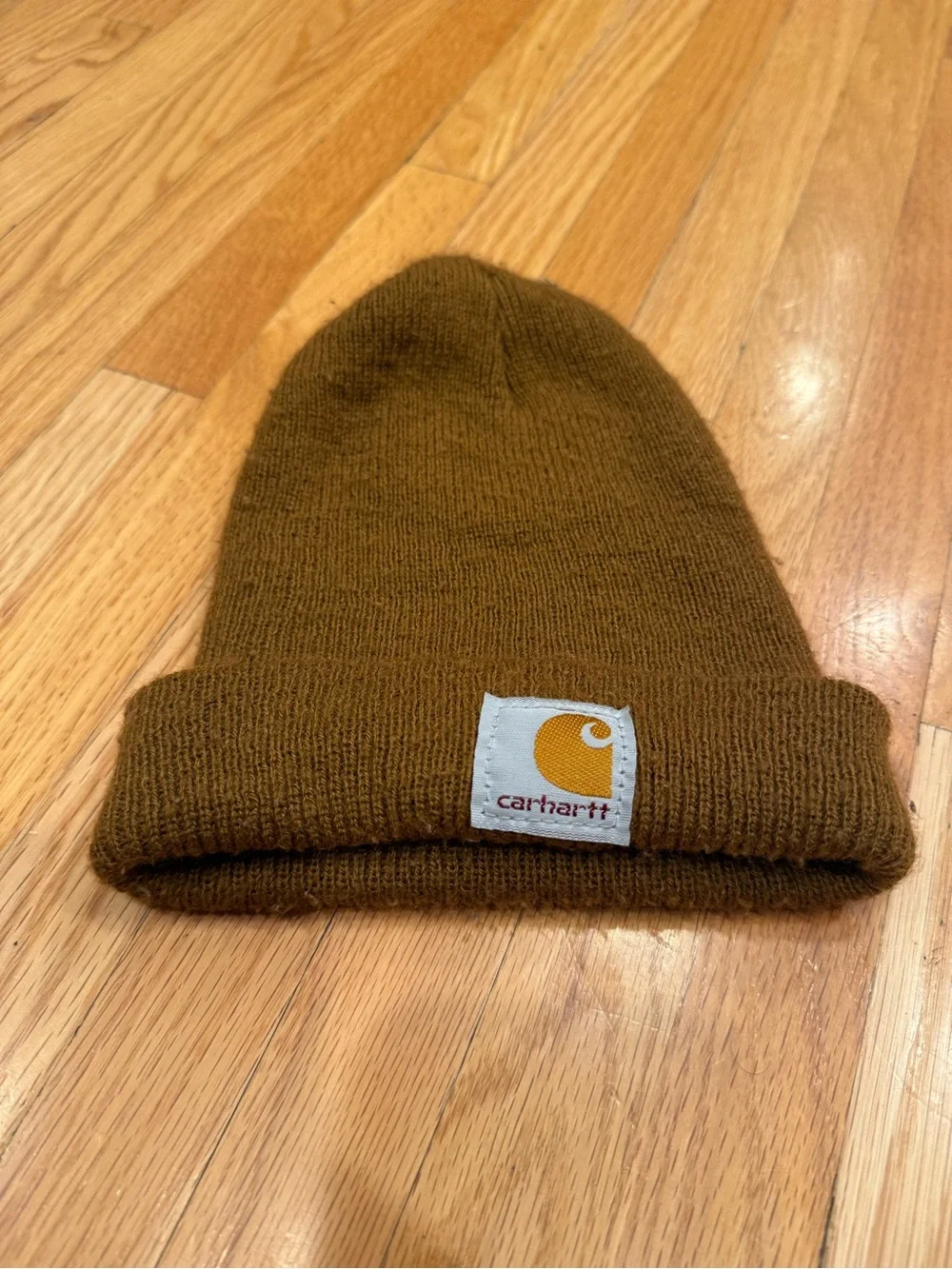 Carhartt Kids Brown Knit Cuffed Beanie with Logo Patch